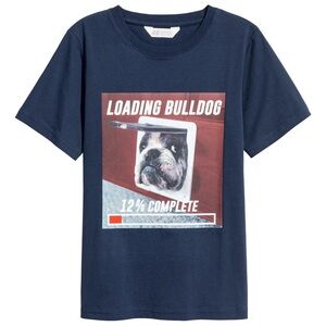 COPY - H&M Shirt Printed Dog Design Blue Boys Size 10-12